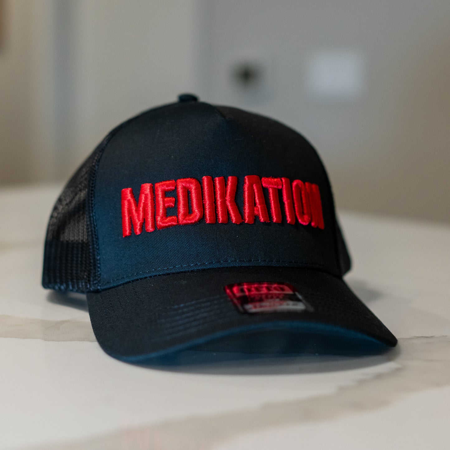 MEDIKATION Red-Stitch Trucker Hat — detail view 4