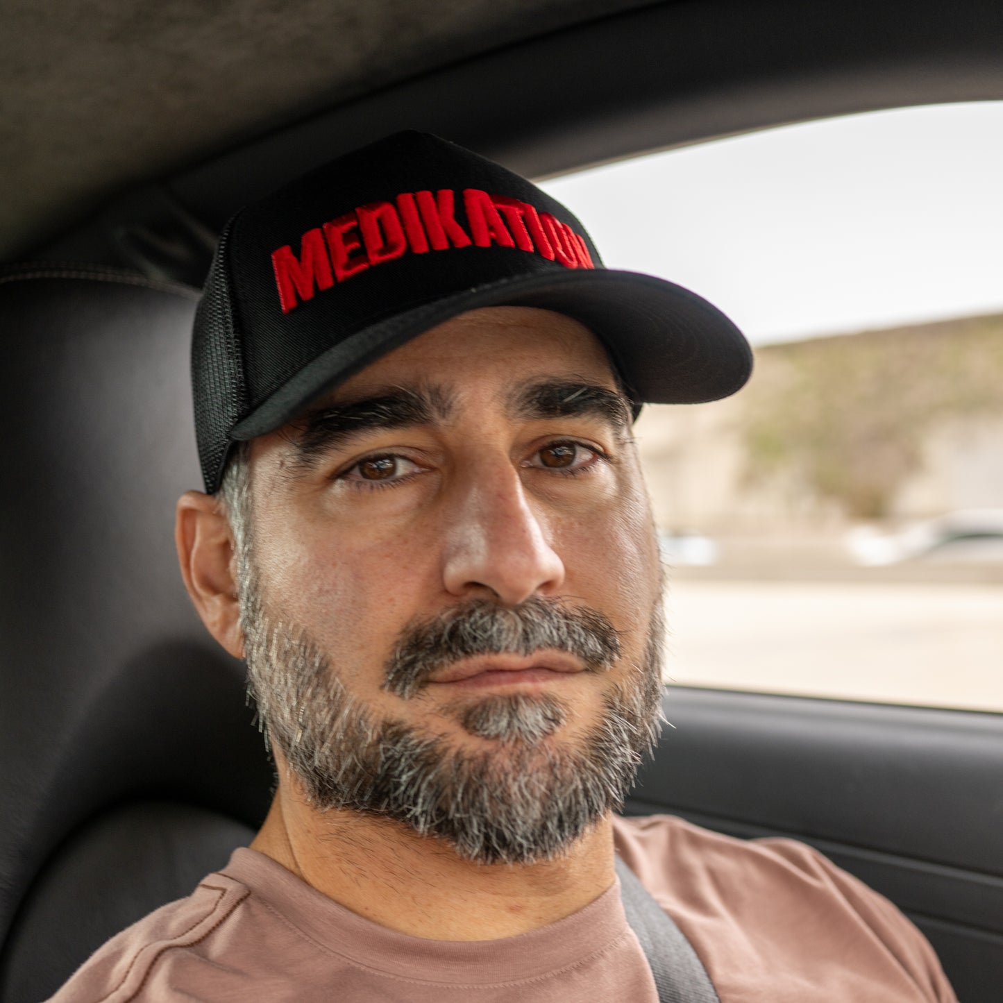 MEDIKATION Red-Stitch Trucker Hat — detail view 2