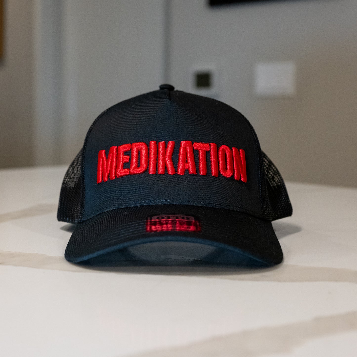 MEDIKATION Red-Stitch Trucker Hat — detail view 3