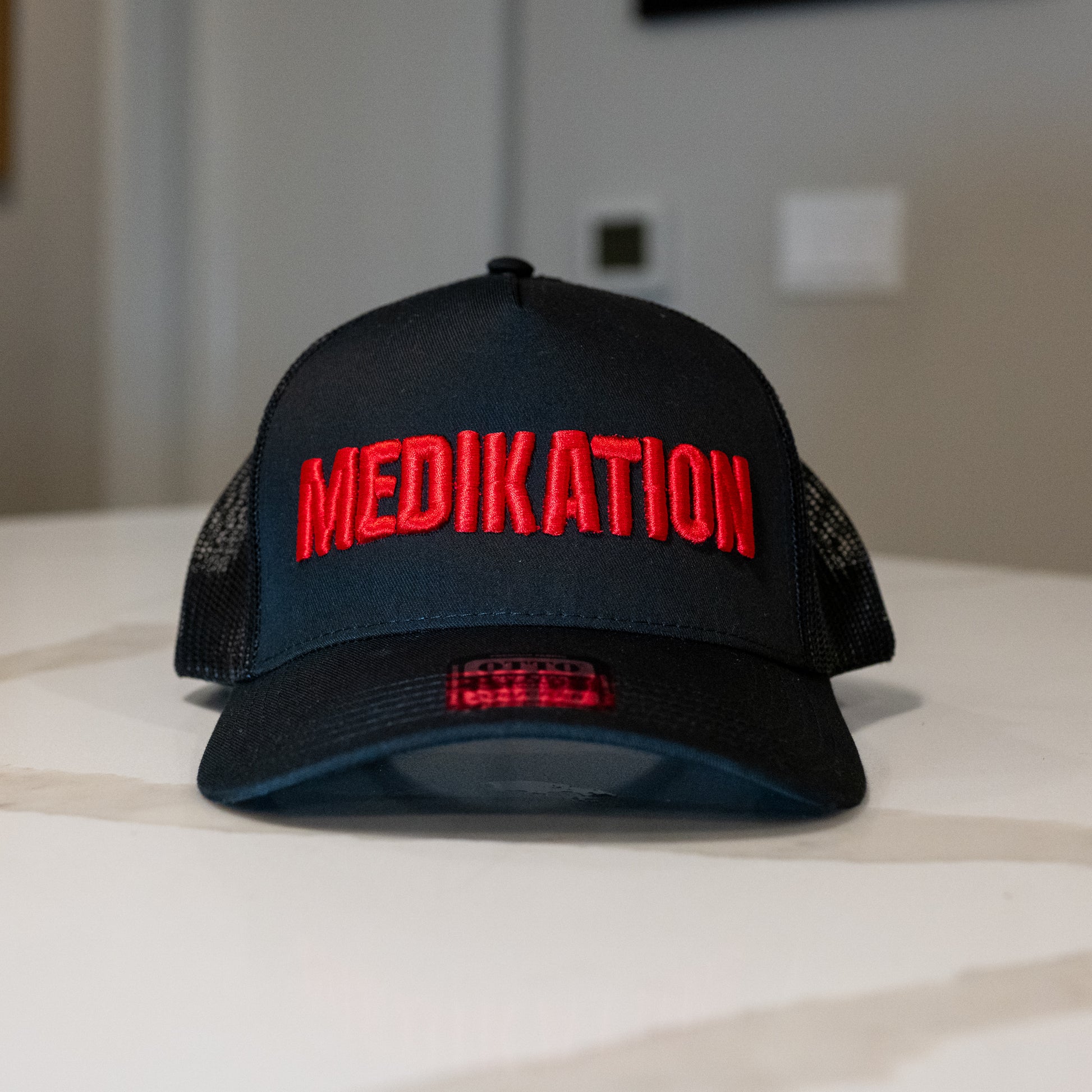 MEDIKATION Red-Stitch Trucker Hat — detail view 3