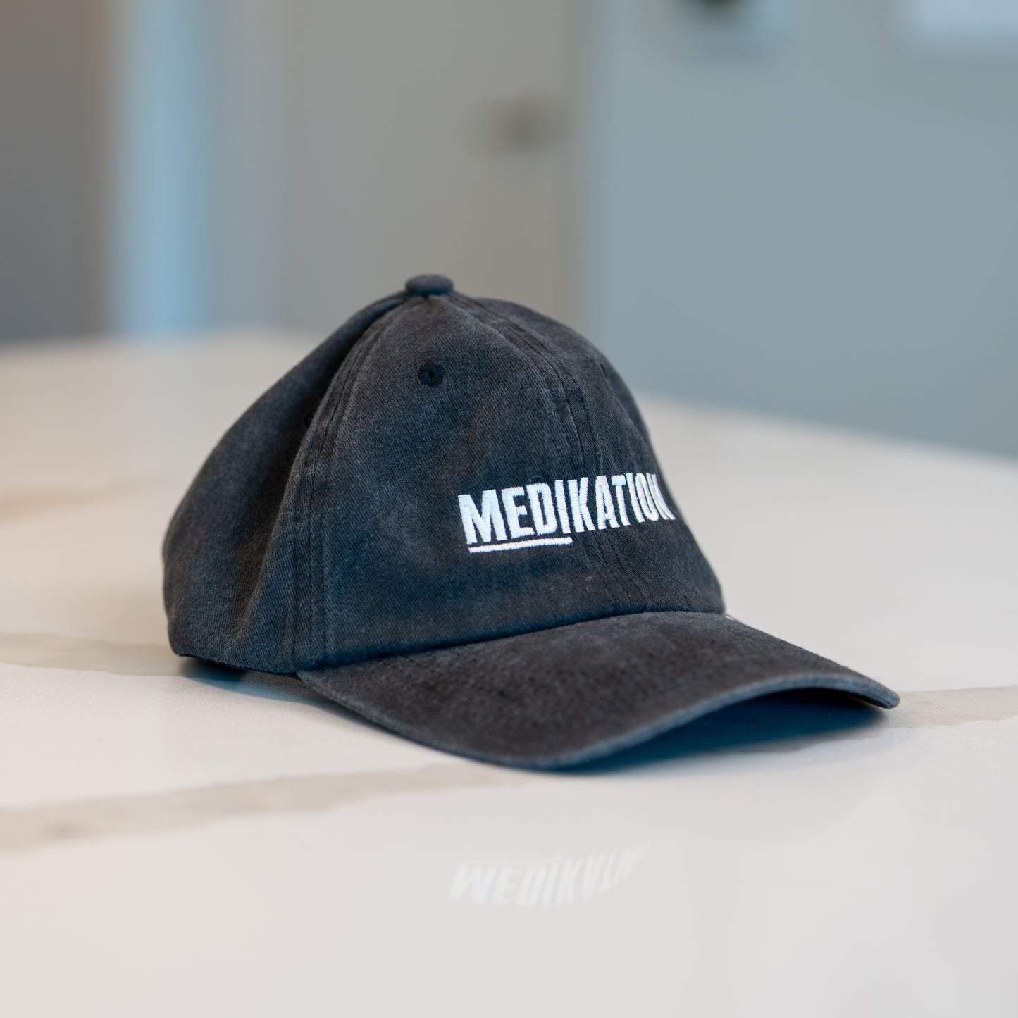 MEDIKATION Washed Gray Dad Hat — front view